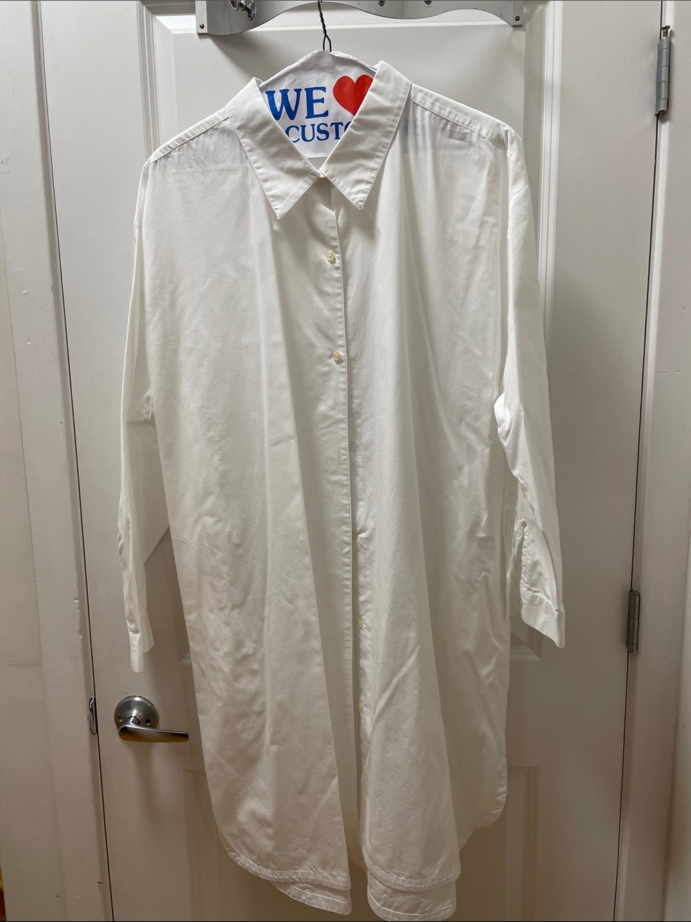 Nordstrom White Button-Front Long Sleeve Shirt Dress